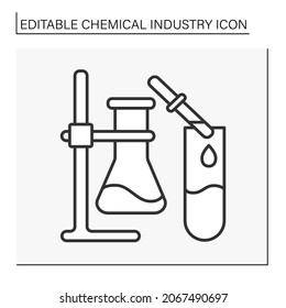  Chemical apparatus line icon. Instruments for research and developments. Special equipment. Chemical industry concept. Isolated vector illustration. Editable stroke