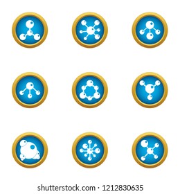 Chemical atom icons set. Flat set of 9 chemical atom vector icons for web isolated on white background