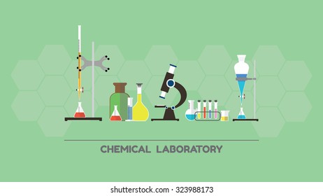Chemical banner, background, cover. Analytical chemistry. Flat design. Vector illustration