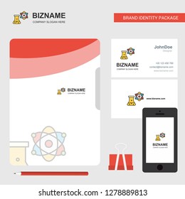 Chemical beaker Business Logo, File Cover Visiting Card and Mobile App Design. Vector Illustration