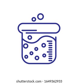 chemical beaker icon over white background, line detail style, vector illustration