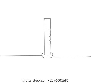 Chemical beaker, volumetric flask, beaker, chemistry lessons one line art. Continuous line drawing of knowledge, cognition, school, education university