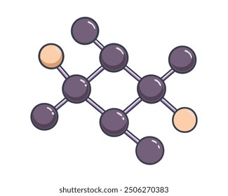 Chemical bond structure in a flat vector style. Science and molecular connection concept