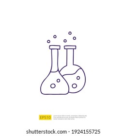 chemical bottle doodle icon for education and back to school concept. stroke line sign symbol vector illustration