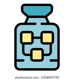 Chemical bottle icon outline vector. Collagen vitamin. Amino peptide color flat