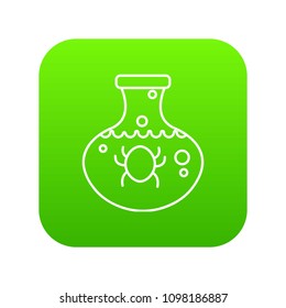 Chemical bug icon green vector isolated on white background