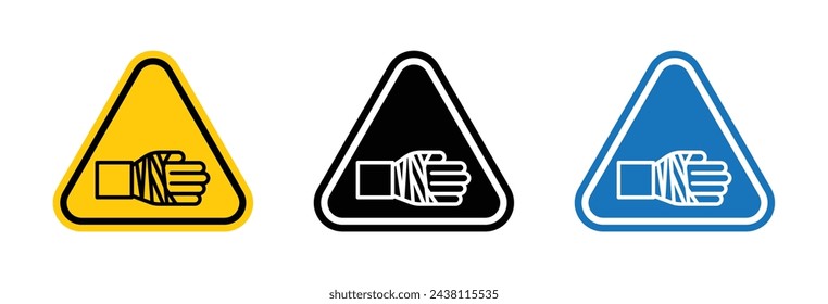 Chemical Burn Risk Sign. GHS05 Pictogram for Skin Contact Hazards. Caution Sign for Dangerous Chemical Handling.