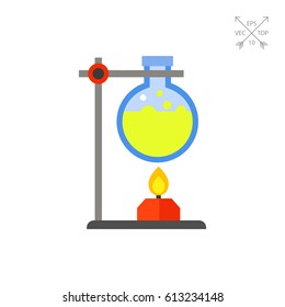 Chemical burner heating flask with liquid