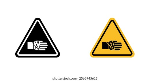 Chemical burns hazard signs. vector signs set