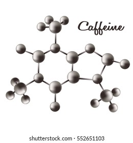 Chemical composition of coffee, vector icon, volume model 3d caffeine
