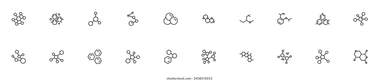 Chemical compound collection of thin vector images for web sites, newspapers, articles book 