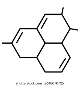 Composto químico fórmula molecular estrutura em anel hexagonal elemento de ciência química orgânica ícone vetor ilustração linha arte símbolo biologia.