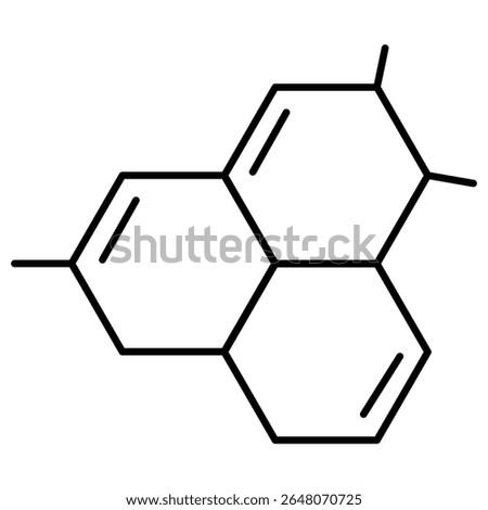 Chemical compound molecular formula hexagonal ring structure science element organic chemistry icon vector illustration line art symbol biology.