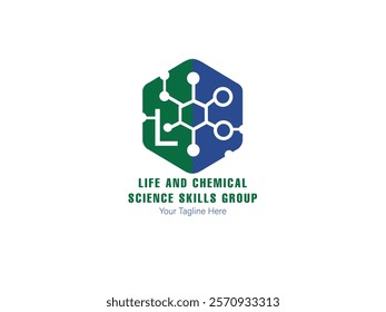 Chemical Compound Molecular Outline Icon vector logo illustration life and chemical science skills group logo design