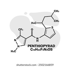 Chemical compound Penthiopyrad icon. Linear style. Vector icon.