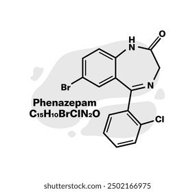 Chemical compound Phenazepam icon. Linear style. Vector icon.