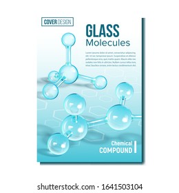 Chemical Compound Research Cover Design Vector. Chemistry Scientific Ammonia Molecule For Title List Of Research Report. Reflective And Refractive Microscopic Model Mockup Realistic 3d Illustration
