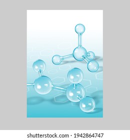 Chemical Compound Research Cover Design Vector. Chemistry Scientific Ammonia Molecule For Title List Of Research Report. Reflective And Refractive Microscopic Model Mockup Realistic 3d Illustration