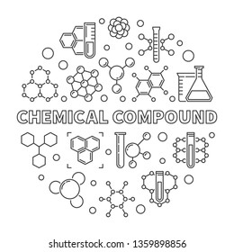 Chemical Compound vector concept simple round outline illustration - Shutterstock ID 1359898856