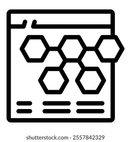 Chemical compounds displayed as interconnected hexagons on a webpage, symbolizing online research or a scientific database