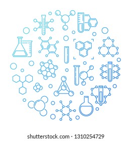 Chemical concept background. Vector blue round outline illustration - Shutterstock ID 1310254729
