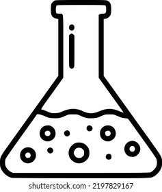 chemical conical flask vector art with acid inside it logo for chemistry made with simple lines and curves
