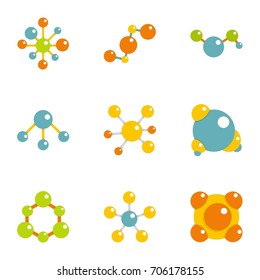 Chemical connection icons set. Flat illustration of 9 chemical connection vector icons for web design