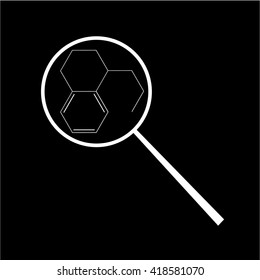 Chemical connections. Magnifying glass.