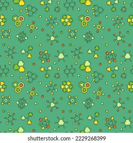 Chemical Connections and Molecules vector Chemistry concept Creative Seamless Pattern