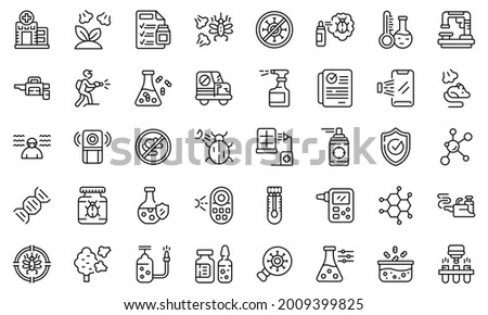 Chemical control icons set outline vector. Quality test. Water safety