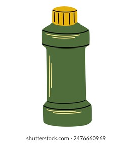Chemical detergent in plastic bottle. Home cleaning product, household liquid for clean up, washing, cleansing. Flat vector illustration isolated on white background