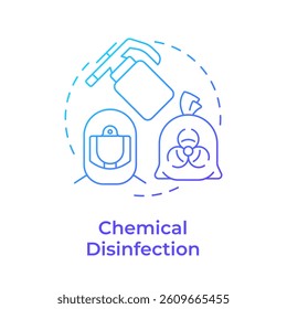 Chemical disinfection blue gradient concept icon. Biomedical waste. Biohazard protective gear, disinfectants. Round shape line illustration. Abstract idea. Graphic design. Easy to use in article