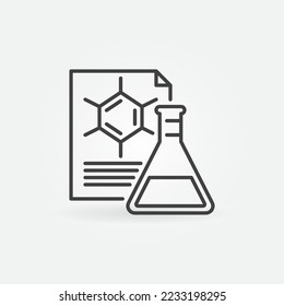 Chemical Documents with Flask vector Lab Results concept thin line icon or design element