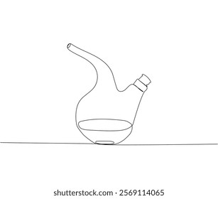 Chemical Dropper, test tubes, volumetric flask, beaker, chemistry lessons one line art. Continuous line drawing of knowledge, cognition, school, education university