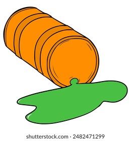 chemical drum spill illustration hand drawn isolated vector