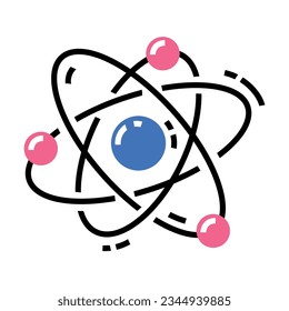 Chemical Electrons Rotate in Around Atomic Nucleus Vector Illustration