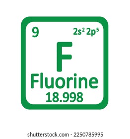 chemical element of flourine vector isolated on background