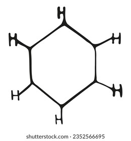 Chemical element hand drawing vector doodle illustration molecular structure, connections, molecule