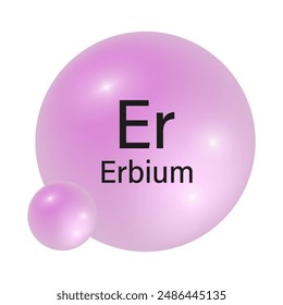 Chemical element symbol. Erbium atom icon. Pink and purple gradient. Vector illustration.