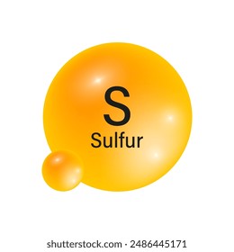 Chemical element symbol. Sulfur atom icon. Yellow and orange gradient. Vector illustration.