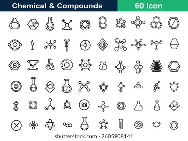 Chemical Elements and Compounds line art icon