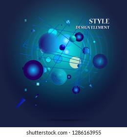 Chemical elements. Structure of the atom. Chemistry. Abstract modern graphic elements. Dynamical blue colored forms. Gradient 3d abstract banners with bright shapes. Template for the design of a log