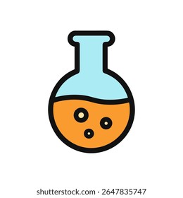 Elixir químico en frasco de fondo redondo. Ilustración de símbolo de icono