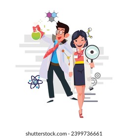 a chemical engineer male and female vector illustration