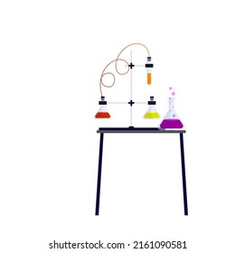 Chemical equipment for experiments. Science, laboratory, research concept for banner, website design or landing web page