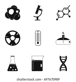 Chemical experience icon set. Simple style set of 9 chemical experience vector icons for web isolated on white background