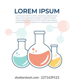 Chemical experience in the laboratory. Scientific experiment, research. Flat vector illustration