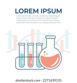 Chemical experience in the laboratory. Scientific experiment, research. Flat vector illustration