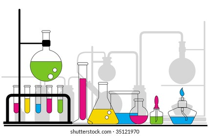 Cartoon Children Kid Student Studying Chemistry Stock Vector (Royalty ...