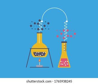 Chemical experiment background. Modern illustration slider site page. Concept of chemical experiments in the laboratory. Web banner chemical reactions during laboratory experiments vector desing.